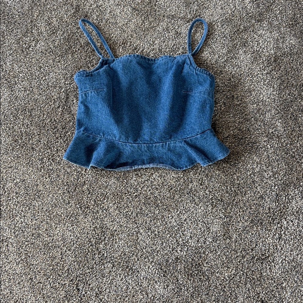 American Eagle Outfitters Blue Denim Crop Top